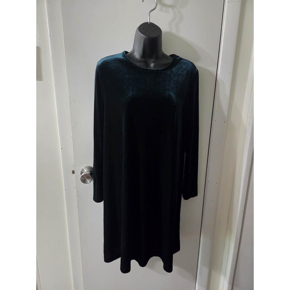 Vintage 90's Velvet Green Holiday Dress, Women's Size Med